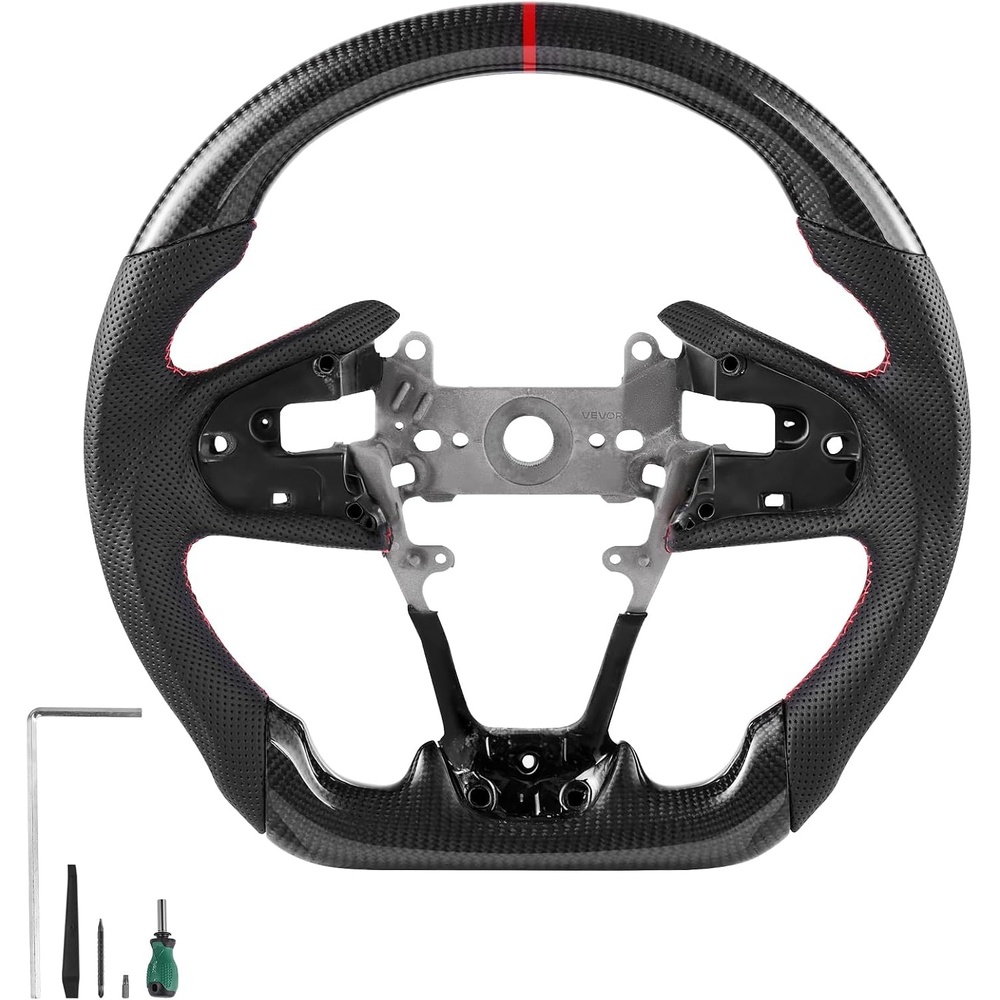 image:imageVEVOR Steering Wheel for 20162021 Honda Civic Carbon Fiber Steering Wheel DShaped FlatBottom Leather Grip with NonSlip Texture amp Precise Stitching Accessories Replacement for Honda Civic BlackHonda Civic20162021