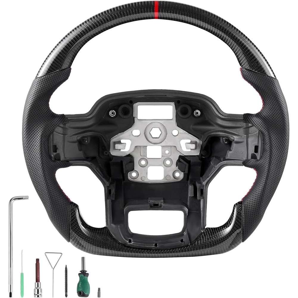 image:imageVEVOR Steering Wheel for 20162021 Honda Civic Carbon Fiber Steering Wheel DShaped FlatBottom Leather Grip with NonSlip Texture amp Precise Stitching Accessories Replacement for Honda Civic BlackFord F15020212024