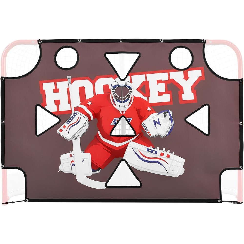 image:imageVEVOR Street Hockey Goalie Shooting Target Shooter Tutor Ice Hockey Goal Practice Target Tearproof Premium Net with 11 Hole Easy Attach Targets Training Equipment for Practicing Shooting Accuracy
