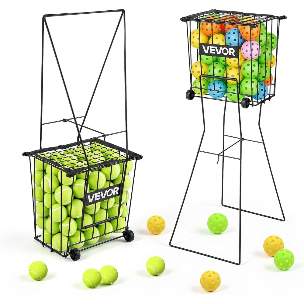 image:imageVEVOR Tennis Ball Hopper Holds 7580 Tennis Balls Pickleball Basket Cart with Wheels for Easy Pick Up Portable Pickleball Caddy with HeavyDuty Construction for Training Carrying Storage75 Balls