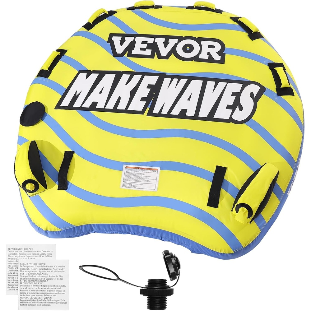 image:imageVEVOR Towable Tubes for Boating 14 Riders Inflatable Boat Tubes amp Towables 340680 lbs Capacity Multiple Sizes with Full Nylon Cover PaddedEVA Handles Fins amp Safety Valve MultiOption13 Riders