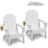 White Plastic Adirondack Chairs Set of 2 With Cup Holder