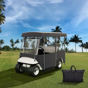 Happybuy Golf Cart Enclosure, 4-Person Golf Cart Cover, 4-Sided Fairway Deluxe, 300D Waterproof Driving Enclosure with Transparent Windows, Fit for EZGO, Club Car, Yamaha Cart(BK 86.6″)