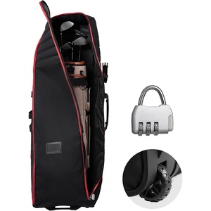 Happybuy Golf Travel Bag, Soft-Sided Outdoor Golf Case, 1000D Nylon, Wear-Resistant, Padded Luggage Cover with Wheels, Foldable Golf Club Storage Bag for Airline Travel
