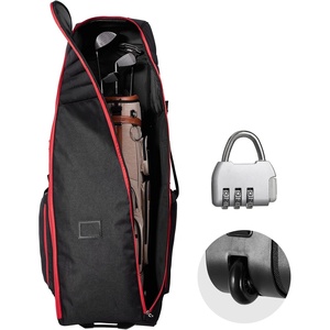 Happybuy Golf Travel Bag, Soft-Sided Padded Luggage Case with Wheels, 1800D Waterproof Oxford Fabric, Foldable Golf Club Storage for Airlines