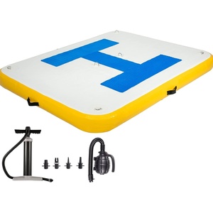 Happybuy Inflatable Floating Dock, Inflatable Dock Platform with Electric Air Pump & Storage Bag,Stable Platform Raft for Pool Beach Lake, Up to 3-10 People Rafting and Recreation(8 x 5 ft)