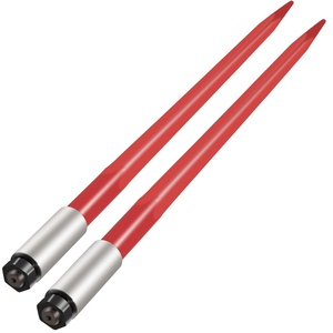 Mophorn Pair Hay Spear 43″ Bale Spear 3000 lbs Capacity, Bale Spike Quick Attach Square Hay Bale Spears 1 3/4″, Red Coated Bale Forks, Bale Hay Spike with Hex Nut & Sleeve for Buckets Tractors Loaders(39″)