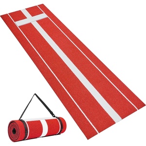 VEVOR 10x3ft Softball/Baseball Pitching Mat with Rubber Mound – Anti-Fade Turf & Anti-Slip Foam Backing, Portable Fastpitch Training Aid for Indoor/Outdoor Practice (Red/Green)(Red)