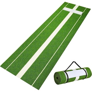 VEVOR 10x3ft Softball/Baseball Pitching Mat with Rubber Mound – Anti-Fade Turf & Anti-Slip Foam Backing, Portable Fastpitch Training Aid for Indoor/Outdoor Practice (Red/Green)(Green)