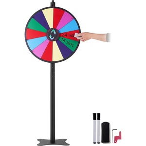 VEVOR 12 in Spinning Prize Wheel, 12 Slots Spinning Wheel with Stand, Tabletop Win Fortune Roulette with a Dry Erase and 2 Markers, 6 Colors, Easy Assembly, for Party Pub Trade Show Carnival Events(22 INCH)