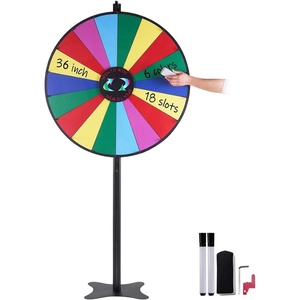 VEVOR 12 in Spinning Prize Wheel, 12 Slots Spinning Wheel with Stand, Tabletop Win Fortune Roulette with a Dry Erase and 2 Markers, 6 Colors, Easy Assembly, for Party Pub Trade Show Carnival Events(36 INCH)