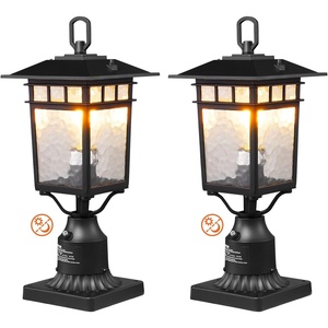 VEVOR 2 Pack Dusk to Dawn Outdoor Post Light 17.72 in, Waterproof Lamp Post Lights Fixtures with 5.5 in Pier Mount Base Glass Shade, Lightning-Proof Exterior Pole Column Light for Patio Garden Pathway(17.72”)