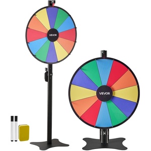 VEVOR 24 in Spinning Prize Wheel, 12 Slots Spinning Wheel with Stand, Adjustable Height Win Fortune Roulette with a Dry Erase and 2 Markers, 6 Colors, Easy Assembly, for Party Pub Trade Show Carnival
