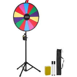VEVOR 24 in Spinning Prize Wheel, 14 Slots Spinning Wheel with Tripod, Adjustable Height Win Fortune Roulette with a Dry Erase and 2 Markers, 6 Colors, Easy Assembly, for Party Pub Trade Show Carnival