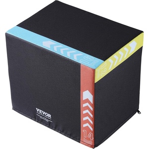 VEVOR 3 in 1 Plyometric Jump Box, Cotton Plyo Box, Platform & Jumping Agility Box, Anti-Slip Fitness Exercise Step Up Box for Home Gym Training, Conditioning Strength Training, Multiple Sizes, Black(16″x14″x12″)