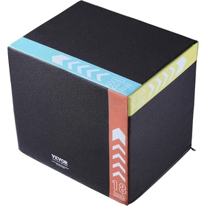 VEVOR 3 in 1 Plyometric Jump Box, Cotton Plyo Box, Platform & Jumping Agility Box, Anti-Slip Fitness Exercise Step Up Box for Home Gym Training, Conditioning Strength Training, Multiple Sizes, Black(20″x18″x16″)