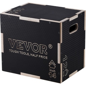 VEVOR 3 in 1 Plyometric Jump Box, Easy-to-Assemble Wood Plyo Box for Jumping Trainers, Home Gym Training and Conditioning(16″ x 14″ x 12″)