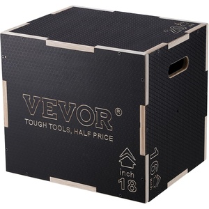 VEVOR 3 in 1 Plyometric Jump Box, Easy-to-Assemble Wood Plyo Box for Jumping Trainers, Home Gym Training and Conditioning(20″ x 18″ x 16″)