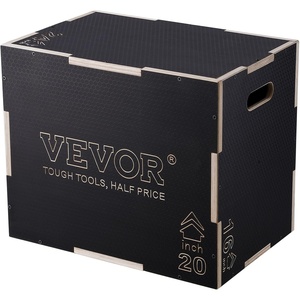 VEVOR 3 in 1 Plyometric Jump Box, Easy-to-Assemble Wood Plyo Box for Jumping Trainers, Home Gym Training and Conditioning(24″x20″x16″)