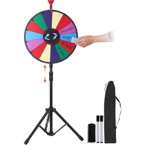 VEVOR 36 in Spinning Prize Wheel, 18 Slots Spinning Wheel with Stand, Adjustable Height Win Fortune Roulette with a Dry Erase and 2 Markers, 6 Colors, Easy Assembly, for Party Pub Trade Show Carnival(18 INCH)