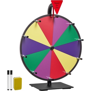 VEVOR 36 in Spinning Prize Wheel, 18 Slots Spinning Wheel with Stand, Adjustable Height Win Fortune Roulette with a Dry Erase and 2 Markers, 6 Colors, Easy Assembly, for Party Pub Trade Show Carnival(12 INCH)