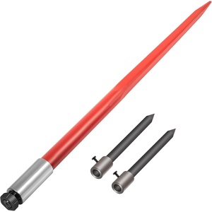 VEVOR 49″ Hay Spear, Bale Spears 1600lbs Loading Capacity, Three-Point Hitch Tractor Attachment with 2pcs 17.5″ Stabilizer Spears, Quick Attach Spike Forks(Hay Spear)