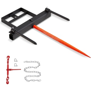VEVOR 49″ Hay Spear, Bale Spears 1600lbs Loading Capacity, Three-Point Hitch Tractor Attachment with 2pcs 17.5″ Stabilizer Spears, Quick Attach Spike Forks(Horizontal type)