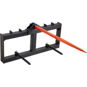 VEVOR 49″ Hay Spear, Bale Spears 1600lbs Loading Capacity, Three-Point Hitch Tractor Attachment with 2pcs 17.5″ Stabilizer Spears, Quick Attach Spike Forks(Square type)