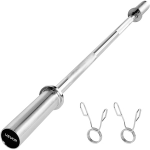 VEVOR 4FT/6FT Barbell Bar, Fits 2-Inch Weight Plates, Chrome Plated Barbell Bar with Knurled Grip for Strength Training, Weightlifting, Squat, Deadlift, Bench Press, Curl, Overhead Press, 500lbs Capacity(4 FT)