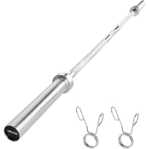 VEVOR 4FT/6FT Barbell Bar, Fits 2-Inch Weight Plates, Chrome Plated Barbell Bar with Knurled Grip for Strength Training, Weightlifting, Squat, Deadlift, Bench Press, Curl, Overhead Press, 500lbs Capacity(6 FT)