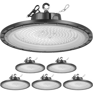 VEVOR 6 Pack LED High Bay Lights, 5000K 200W 30000LM Super Bright UFO LED Warehouse Shop Lights, IP65 Waterproof, 100-277V Wide Voltage for Warehouse Workshop Factory Gym Garage Barn, Black(250W 6Pack)