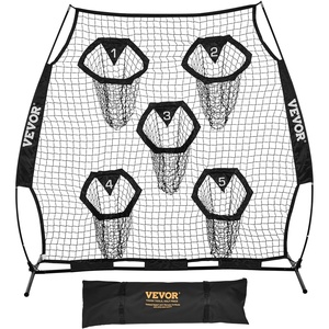 VEVOR 6x6ft Football Trainer Throwing Net, Training Throwing Target Practice Net with 5 Target Pockets,Football Training Equipment Includes Portable Carry Case,Great for Quarterback(Black)