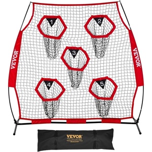VEVOR 6x6ft Football Trainer Throwing Net, Training Throwing Target Practice Net with 5 Target Pockets,Football Training Equipment Includes Portable Carry Case,Great for Quarterback(Red)