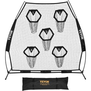 VEVOR 7 x 7 ft Football Throwing Net,Quarterback Training Equipment with 5 Target Pockets,Includes Straps and Portable Carry Case, Improve QB Throwing Accuracy(Black)
