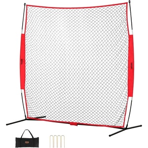 VEVOR 7X7ft/12X9ft/16X10ft/20x10ft Barricade Backstop Net, Ball Sports Barrier Netting, Portable Practice Net for Baseball Softball Lacrosse Hockey Basketball Equipment Training Net(7 x 7 Ft)