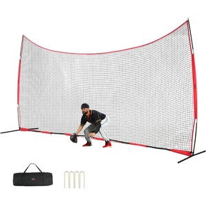 VEVOR 7X7ft/12X9ft/16X10ft/20x10ft Barricade Backstop Net, Ball Sports Barrier Netting, Portable Practice Net for Baseball Softball Lacrosse Hockey Basketball Equipment Training Net(20 x 10 Ft)