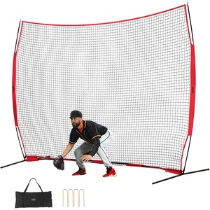VEVOR 7X7ft/12X9ft/16X10ft/20x10ft Barricade Backstop Net, Ball Sports Barrier Netting, Portable Practice Net for Baseball Softball Lacrosse Hockey Basketball Equipment Training Net(12 x 9 Ft)