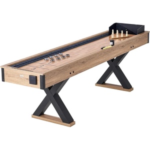 VEVOR 7ft 9ft 12ft Shuffleboard Table 2 in 1 Shuffleboard and Bowling Combo Set, Shuffle Board with Scratch-Resistant Playfield, Pucks, Bowling Set, Wax, Brush for Family Game Rooms(9ft)