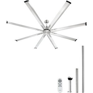 VEVOR 84 In Ceiling Fan without Light, 6-Speed Remote Control, Aluminum 8-Blade, Reversible DC Motor, Modern Low Profile Flush Mount Fan for Bedroom, Living Room, Patio, Indoor/Outdoor, Brushed Nickel(Brushed Nickel)