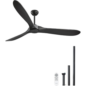 VEVOR 84 In Ceiling Fan without Light, 6-Speed Remote Control, Aluminum 8-Blade, Reversible DC Motor, Modern Low Profile Flush Mount Fan for Bedroom, Living Room, Patio, Indoor/Outdoor, Brushed Nickel(Black)