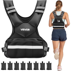 VEVOR Adjustable Weighted Vest, 4-10lbs/20-32lbs/24-40lbs/40lbs Comfortable X-Shape Body Weight Vest Set with 6/8 Weight Packs and Reflective Stripe, for Men Women, Workout Equipment for Strength Training Running Jogging(24-40 lbs)