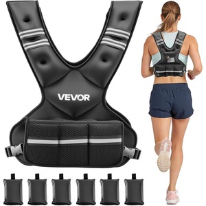 VEVOR Adjustable Weighted Vest, 4-10lbs/20-32lbs/24-40lbs/40lbs Comfortable X-Shape Body Weight Vest Set with 6/8 Weight Packs and Reflective Stripe, for Men Women, Workout Equipment for Strength Training Running Jogging(20-32 lbs)
