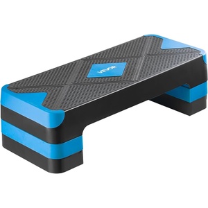VEVOR Aerobic Exercise Step Platform, 28-Inch Workout Aerobic Stepper, Height Adjustable Fitness Training Step Deck Trainer with 4 Risers, Non-Slip Surface Bench for Home Gym Cardio Strength(Blue)