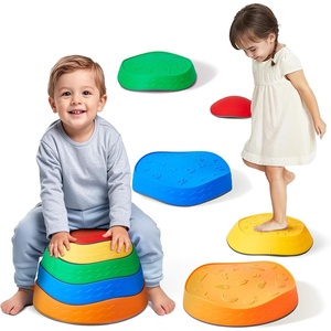VEVOR Balance Stepping Stones for Kids, 10 PCS, Up to 220 lbs, Non-Slip Toddlers Sensory Stepping Stones, Obstacle Course Coordination Game Toys Indoor or Outdoor Play for Children Aged 3 4 5 6 7 8+(‎Classic Multi-Color)