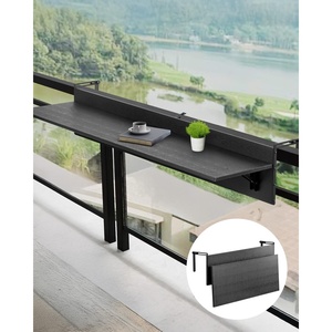 VEVOR Balcony Hanging Table, 24 x 16 inch Metal Folding Balcony Railing Table, 5-Level Adjustable, Fit Railing from 1″ to 4.7″, Serving for Outdoor Bar, Patio & Deck(48 x 12 inch)