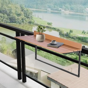 VEVOR Balcony Hanging Table, 39 x 13.6 inch, Outdoor Balcony Bar Table for Railings, 5-Level Adjustable, Fit Railing from 1″ to 3.7″, Serving Table for Patio & Deck