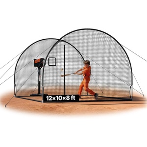 VEVOR Baseball Batting Cage,12-40 Ft Carbon Steel/Fiberglasss Portable Batting Cage, Battings Cages Netting for Indoor Outdoor(12 FT)