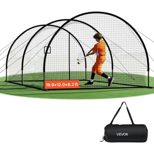VEVOR Baseball Batting Cage,12-40 Ft Carbon Steel/Fiberglasss Portable Batting Cage, Battings Cages Netting for Indoor Outdoor(19 FT Carbon Steel Frame)