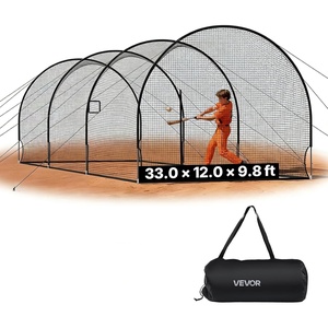 VEVOR Baseball Batting Cage,12-40 Ft Carbon Steel/Fiberglasss Portable Batting Cage, Battings Cages Netting for Indoor Outdoor(33 FT)