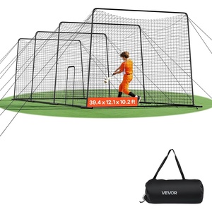VEVOR Baseball Batting Cage,12-40 Ft Carbon Steel/Fiberglasss Portable Batting Cage, Battings Cages Netting for Indoor Outdoor(39 FT Carbon Steel Frame)